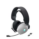 Alienware Üç modlu kablosuz oyun kulaklığı AW725H – Dolby Atmos, AI gürültü bastırma, AlienFX-RGB, Tri-Mode bağlantısı, 55 saat pil ömrü Lunar Light