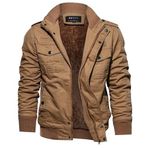 AliExpress Amazon sonbahar ve kış yeni erkek askeri fan pamuklu ceket artı kadife takım büyük boy ceket erkek trendi Haki 5XL