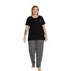 Alimer Büyük Beden Kadın Pijama Takımı, Siyah, 2XL-4XL, Likralı Rink Viskon, Kısa Kol Kapri (SİYAH, 4XL)