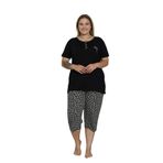 Alimer Büyük Beden Kadın Pijama Takımı, Siyah, 2XL-4XL, Likralı Rink Viskon, Kısa Kol Kapri (SİYAH, 4XL)