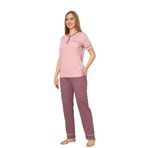 Alimer Kadın Pijama Takımı, Gül Kurusu, Puantiyeli, Kısa Kollu,%100 Penye Kumaş (Gül Kurusu, L)