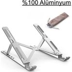 Aliminyum Ayarlı Laptop Macbook Notebook Uyumlu Stand Laptop Yükseltici Tablet Standı Gümüş