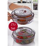 Alin Kitchen Akrilik Yuvarlak Saklama Kabı - Yemek Saklama Kabı, Slikon Contalı, Sızdırmaz, 2'li