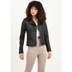 Alin Liberty Hakiki Deri Siyah Biker Ceket Kadın - 38 - 001 Siyah