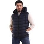 Alinda Erkek Jel Dolgu Çıkartılabilen Fermuarlı Kapüşonlu Şişme Yelek - 2XL - Lacivert