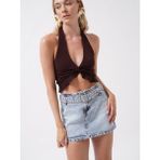 Alinn Butikk Kemer Detay Denim Mini Etek - Açık Mavi - 38