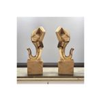 AlinSanatHeykel Dekoratif Gold Kübik Fil Biblo, Modern Ev Dekoru, 22 x 16 cm