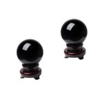 Alipis 2 Takım Siyah Taş Kristal Top Ev Masaüstü Ofis Dekorasyonu Siyah Kristal Top (tabanlı 8cm) Tavan Projektörü Güneş Kristaller Küre Avize Gökada Dekoratif Ev Aksesuarları Ahşap Black