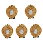 Alipis 5 Adet Fransız Kalp Şeklinde Kabartmalı Reçine Fotoğraf Çerçevesi Neon Tabela Çoklu Kısa Film Neden Olmuş Süsler Masa Fotoğraf Tutucu Antika Fotoğraf Tutucu Kapı ışık Küçük Golden