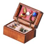 Alipis Kutu Mini Halka Kutusu Oyuncak Ev Eşyaları Minyatür Oyuncak Ev Minik Biblolar Mini Oyuncak Bebek Evi Makyaj Aksesuarı Bebek Evi Göğüs Dekorasyonu Eski Ev Plastik Brown