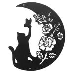 Alipis Metal Duvar Sanatı Kedi Ay Demir Burcu Duvar Asılı Yapıt Dekoratif Duvar Heykel