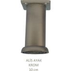 Alis Ayak, Baza Koltuk Dolap Ayağı, Plastik, Krom, 10 Cm, Vidalarıyla