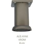 Alis Ayak, Baza Koltuk Dolap Ayağı, Plastik, Krom, 8 Cm, Vidalarıyla