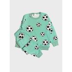 Aliş Kids Erkek Çocuk Pamuklu Şardonlu Yeşil Futbol Topu Desenli Uzun Kollu Kışlık Pijama Takımı - 1 - 2 Yaş