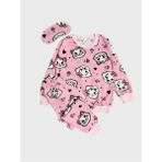 Aliş Kids Kız Çocuk Pamuklu Pembe Kedi Desenli Uzun Kollu Göz Bantlı Mevsimlik Pijama Takımı - 1 - 2 Yaş
