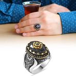 Alis Silver 925 Ayar Faset Kesim Siyah Zirkon Taşlı Mikro Taş Mıhlamalı Gümüş Erkek Yüzük