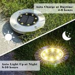 Alisim Solar Güneş Enerjili 8 Ledli Kazıklı Çim Zemin Bahçe Aydınlatma 3 W Gün Işığı Sarı Led 12'li Set