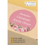 alışveriş kurdu Anneler Gününüz Kutlu Olsun Yazılı Sticker Paketleme Kargo Ambalaj Etiketi - 4x4cm 70 Adet