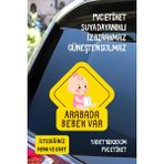 Alışveriş Kurdu Arabada Bebek Var Araba-Motosiklet Cam Etiket Sticker - Kız Sarı