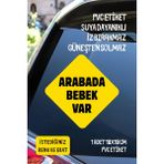 Alışveriş Kurdu Arabada Bebek Var Araba-Motosiklet Cam Etiket Sticker - Unisex - Sarı