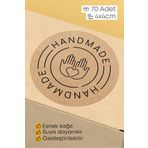 alışveriş kurdu Hand Made Yazılı Sticker Paketleme Kargo Ambalaj Etiketi - 4x4cm 70 Adet Yuvarlak