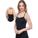 Alışveriş Meydanı Kadın Siyah Ince Askılı Dantelli Likralı Atlet - 2XL