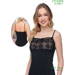 Alışveriş Meydanı Kadın Siyah Ince Askılı Geniş Dantelli Likralı Atlet - XL