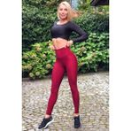 Alışveriş Sokağı Dar Kesim Toparlayıcı Yüksek Bel Bordo Spor Tayt