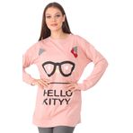 Alışveriş Sokağı Karakter Baskılı Pudra Kadın Tunik Sweatshirt