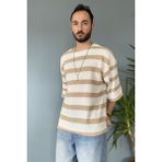 Alışveriş Sokağı Oversize Bisiklet Yaka Örgü Mint Yeşili Salaş Tişört - Kahverengi