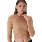 Alışveriş Sokağı Taba Önü Çapraz Crop Tasarım Kaşkorse Bluz