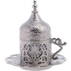 Alisveristime (1 Adet Türk Yunan Arap Kahvesi Espresso Fincan Tabağı (Lale) (Gümüş)