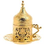 Alisveristime (1 Adet Türk Yunan Arap Kahvesi Espresso Fincanı Tabağı (Lale) (Altın)