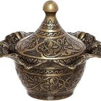 Alisveristime Büyük Kapaklı Zamak Şekerlik ve Lokumluk, Osmanlı Motifli Dekoratif Sunum Kabı, Gül Detaylı Kahve Yanı Şeker ve Lokumluk (Antik Yeşil)