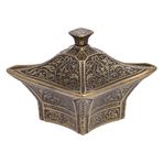 Alisveristime Büyük Kare Kapaklı Zamak Şekerlik ve Lokumluk, Osmanlı Motifli Dekoratif Sunum Kabı, Kahve Yanı Şeker, Lokum ve Çikolata İçin (Antik Yeşil)