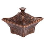 Alisveristime Büyük Kare Kapaklı Zamak Şekerlik ve Lokumluk, Osmanlı Motifli Dekoratif Sunum Kabı, Kahve Yanı Şeker, Lokum ve Çikolata İçin (Kahverengi)