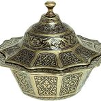 Alisveristime Kapaklı Zamak Şekerlik ve Lokumluk, Osmanlı Motifli Dekoratif Sunum Kabı, Kahve Yanı Şeker, Çikolata ve Şekerleme İçin (Yeşil)