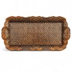 Alisveristime Osmanlı Motifli Küçük Metal Servis Tepsisi – Dekoratif Sunum Tepsisi, 36 x 18 cm, 306 g (Antik Yeşil)
