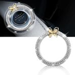 ALITTLEBYLIFE Cat Opal Elmas Motor Çalıştırma Halkası Çıkartmaları, Araba Basmalı Başlatma Düğmesi Kapak/Etiket, Anahtar Ateşleme Düğmesi Bling Yüzük, Kadınlar için Köpüklü Araç İç Aksesuarları