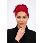Alivascarf Fırfırlı Dikişsiz Penye Bone Bordo - Kadın Tesettür Bağlamalı Topuz Iç Bone - Standart