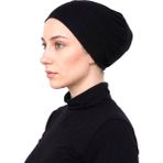Alivascarf Geçmeli Bone Önü Dikişsiz Kaymaz Lastikli Kadın Tesettür Pratik Geçme Iç Bone - Standart - Siyah