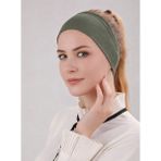 Alivascarf Kaymayan Silikonlu Bandana Bone Haki - Kadın Tesettür Dikişsiz Kaymaz Geçme - Sportif Saç Bandı - Standart