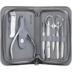 Alix Avien Küçük Seyahat Boy Çantalı 7'li Manikür Seti - Mini Travel Manicure Set - Gri
