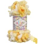 Alize 5 Adet Alize Puffy Elle Örülen Kadife Ip No 5921 Sarı Bayaz Ebruli