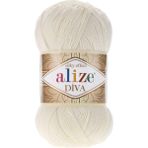 Alize ( 5 Adet ) Diva 62 Açık Krem El Örgü Iplikleri Yelek Bluz Tunik Ipliği Supla Şal Ipi