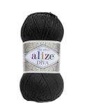 Alize 5 Adet Diva Merserize Ince Ip Yazlık Bikini Bustiyer Bluz Örgü Ipi 60 Siyah