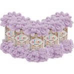 Alize 5 Puffy El Örgü İpi Açık Lila Micropolyester ile Kolayca Örülebilir 5 Adet - 55