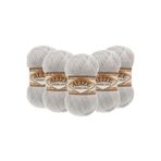 Alize Angora Gold 5’li Paket El Örgü İpi 100g x 5 Adet - Renk Kodu: 208 - Açık Gri Melanj