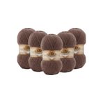 Alize Angora Gold 5’li Paket El Örgü İpi 100g x 5 Adet - Renk Kodu: 493 - Kahve