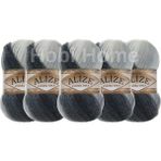Alize Angora Gold Batik Örgü Ipi 5’li Paket RENK:1900 | Renk Geçişli, Yumuşak Dokulu, Şal, Atkı ve Kazak Ipliği - multicolor 1900